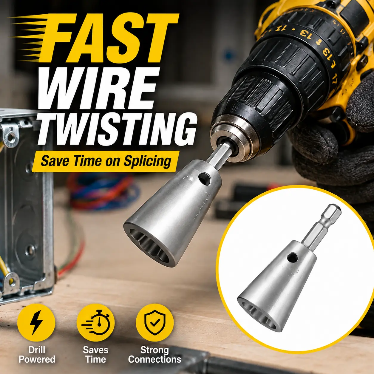 4 Pcs Multifunctional Wire Twister Tool for Drill, Lightweight Wire Nut Twister Compatible with 8 to 24 Awg and 2 to 7 Ways Effortlessly, Wire Nut Twister for Drill for Electrical Power Drill