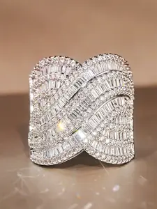 Elegant Artificial Zircon Statement Ring for Women, Perfect Wedding Engagement Anniversary Gift, Stylish Party Accessory for All Seasons