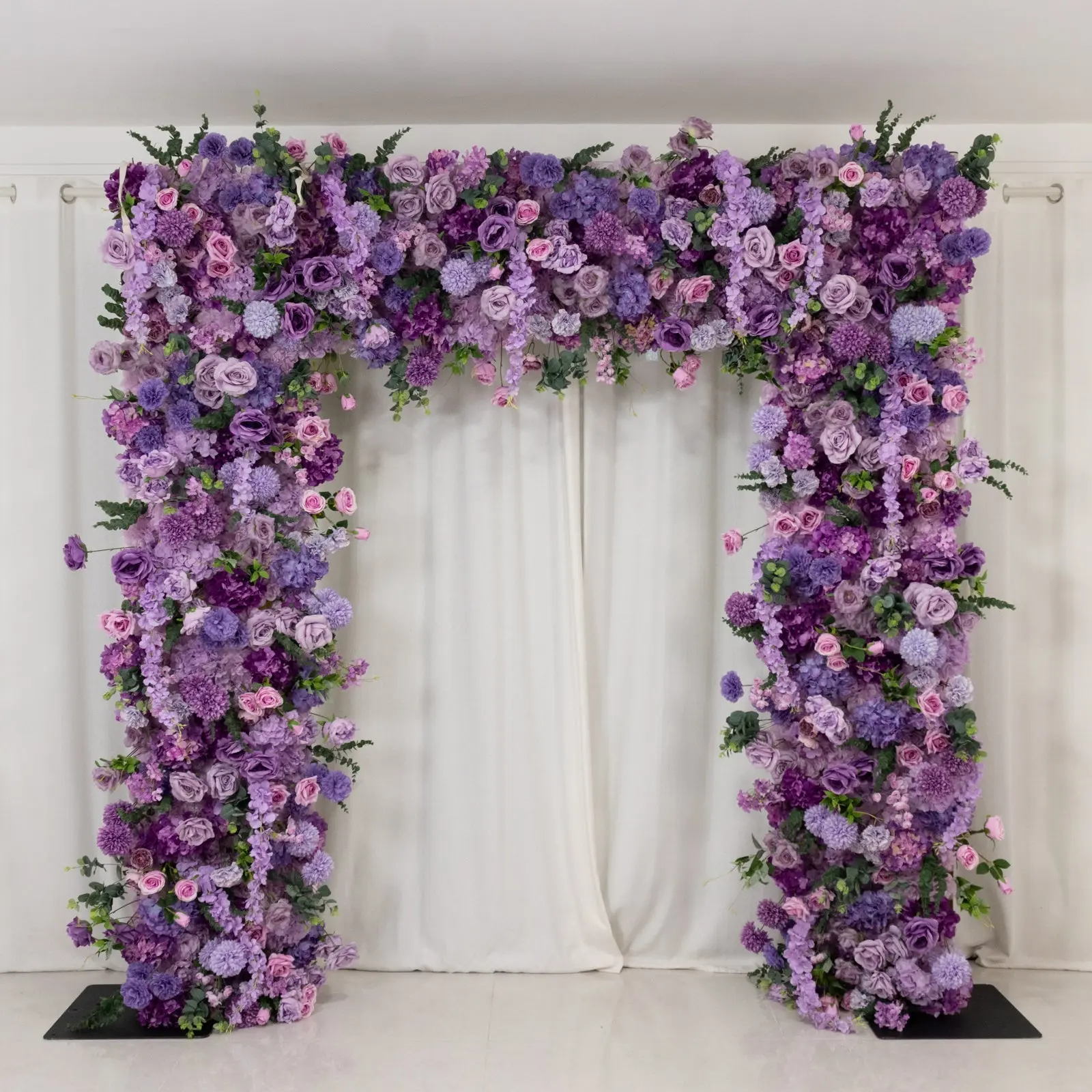 8ftx8ft Artificial Silk Flower Roll-Up Backdrop for Rollup Arch Setup - Lavender Lilac, Fabric Backing, Roses-Hydrangeas-Chrysanthemums Mix, Backdrop Decor for Coffee Houses, Weddings, Banquets, DIY Enthusiasts