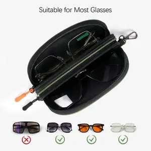 Portable Soft Glasses Pouch Light Zipper Sunglasses Storage Bag with Hook Daily Eyewear Protector for Travel