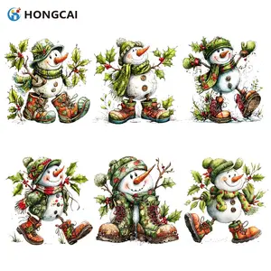 6 Piece Set Christmas Snowman Iron-On Transfers, Vintage Boots Design, High-Quality Vinyl Stickers for DIY Clothing, Bags, Hoodies, Crafts