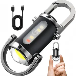 Mini LED Flashlight Strong Light Portable Flashlight, USB-C Rechargeable Keychain Light with  Strobe and SOS Light for Camping, Hiking, Work, Travel, Outdoor fun Rechargeable Keychain Flashlights,High Lumen EDC Mini Flashlight, COB Keychain Work LED