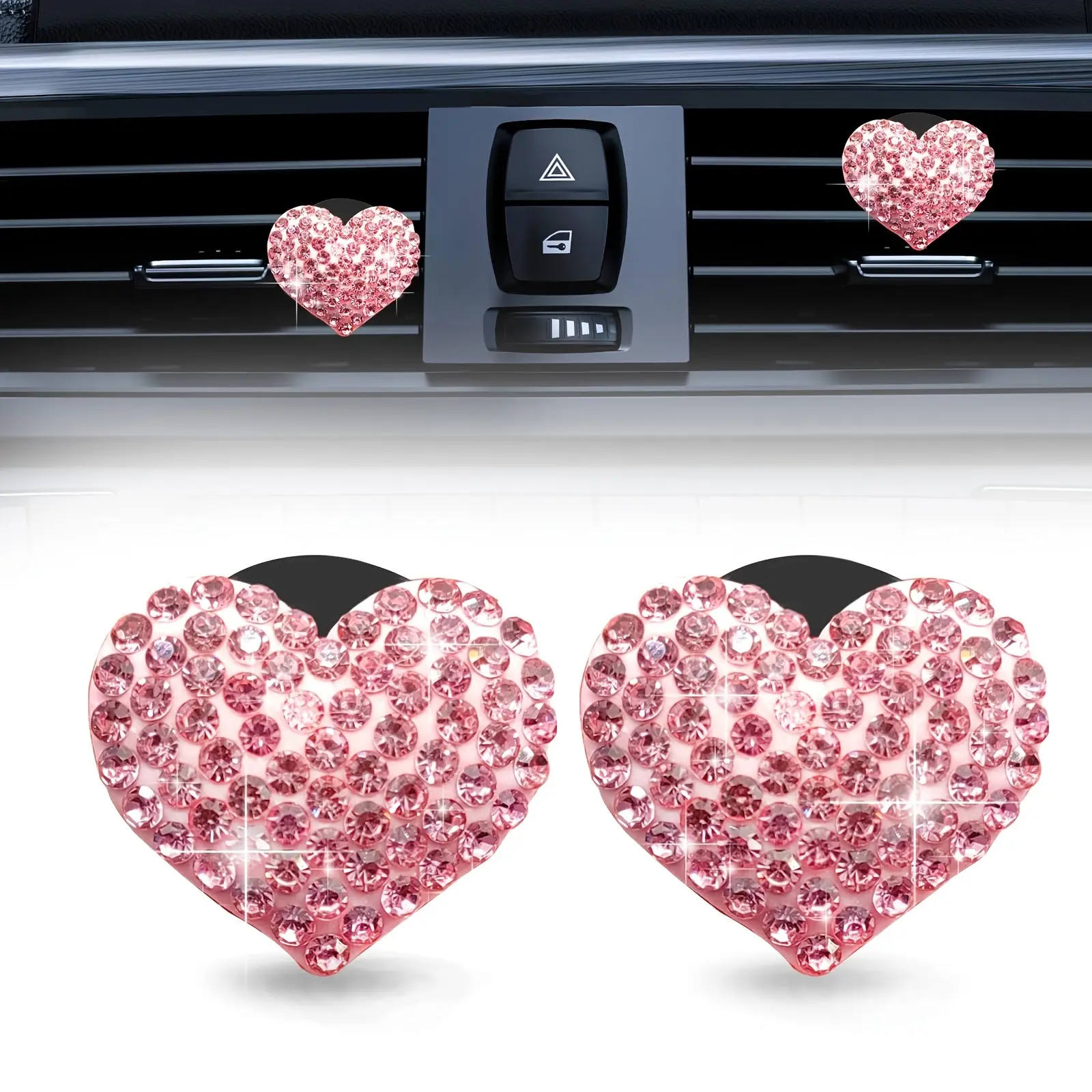 2PCS Car air outlet aromatherapy clip diamond rhinestone heart car air outlet perfume clip decoration Car Fragrance Car Air Diffuser Car Fragrance Set