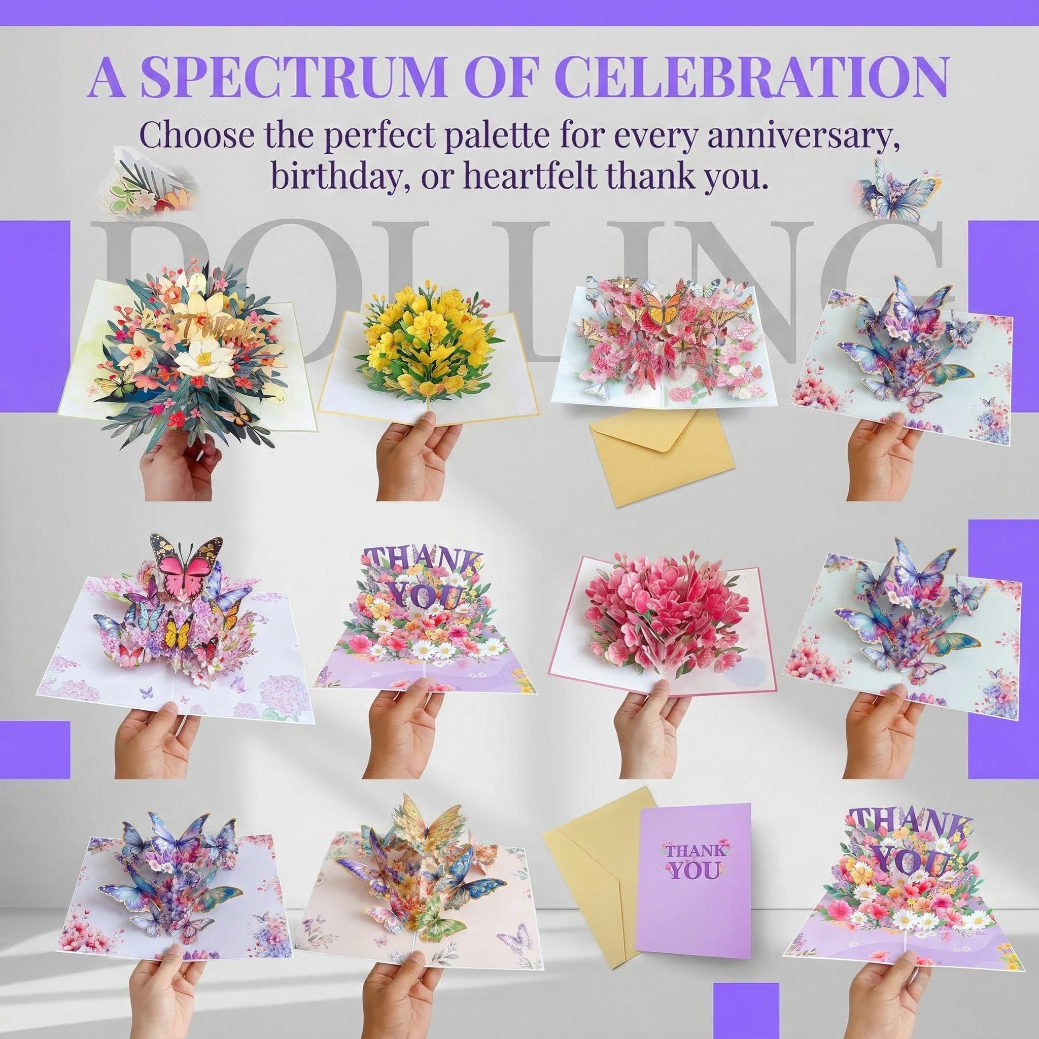 Butterflies Flower in Nature Pop Up Card - 3D Butterfly Card for Mother,Wife, Husband, Girlfriend, Mom, Dad, Mother, Father (Birthday Card, Get Well, Thank You, Anniversary)