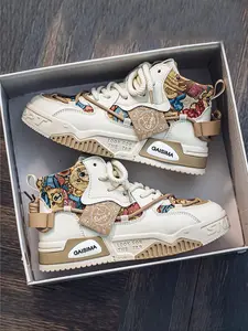 Men's Fashionable Cartoon Bear Pattern Platform High Top Skate Shoes, Casual Trainer for Boy, Comfortable Breathable Sports Shoes for Runner/Athletic, Trendy All-match Sneakers for Daily Wear Trending Sneakers Sneaker Shoes