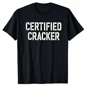Certified-cracker Men's short-sleeve T-Shirt Seasonal casual,100% cotton, Washed printed, Crew neck cotton,Holiday gift comfort wear Men's T-Shirts Classic cotton tee Graphic tees fun shirt cotton menswear