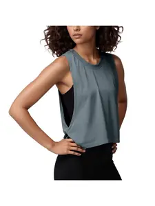 Women Twist Side Workout Tank Top, Ice Silk Breathable Sleeveless Shirt, Wide Strap Athletic Top for Running & Yoga