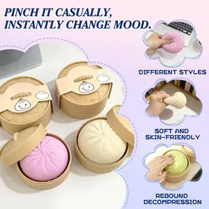 Giant Dumpling Squishy Fidget Toy with Steamer Case - Jumbo Steamed Bun Sensory Stress Relief Ball - Novelty Desk Squeeze Anxiety Relief Gift for Adults & Teens