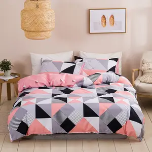 3pcs Geometric Patchwork Bedding Set, Modern Bedding Set, Polyester Duvet Cover and Pillowcase Three-Piece Set, All-Season Use, No Inner Cushion Included