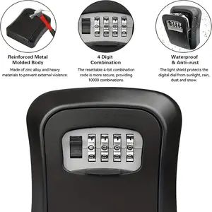 Anti-Theft Key Holder with Code Lock, Resettable Password, Fits 5 Keys & Cards, Easy Installation for Daily Use