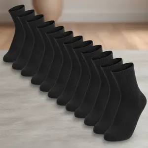12 Packs Crew Socks for Womens and Men Cushioned Long Socks Cotton Athletic Socks for Hiking Running(6 Pairs)