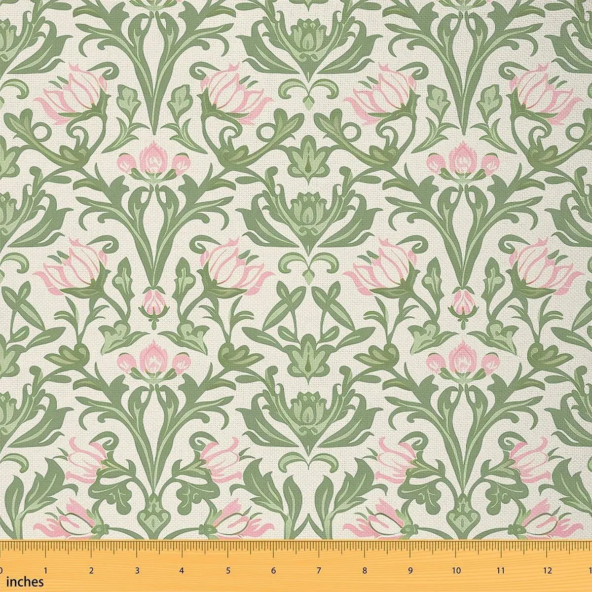 Adults Green Damask Fabric Set,Floral Damask Fabric Bedroom Room Decor,Antique Victorian Baroque Upholstery Fabric Chairs,Flower Floral Damask Soft Flannel