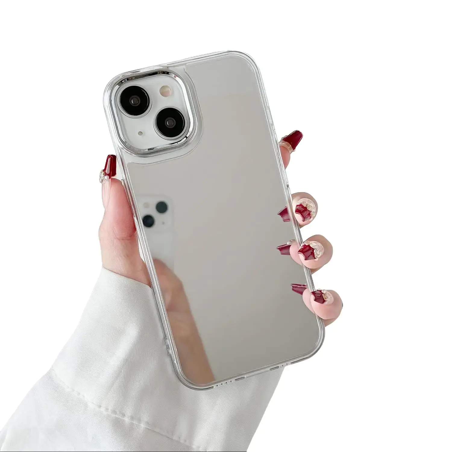 Durable Makeup Mirror Cellphone Case, Shockproof  Heavy Duty Clear 2-in-1 Protective Cover for iPhone 17 Pro Max 16 15 14 13 12 11, Handheld Casing