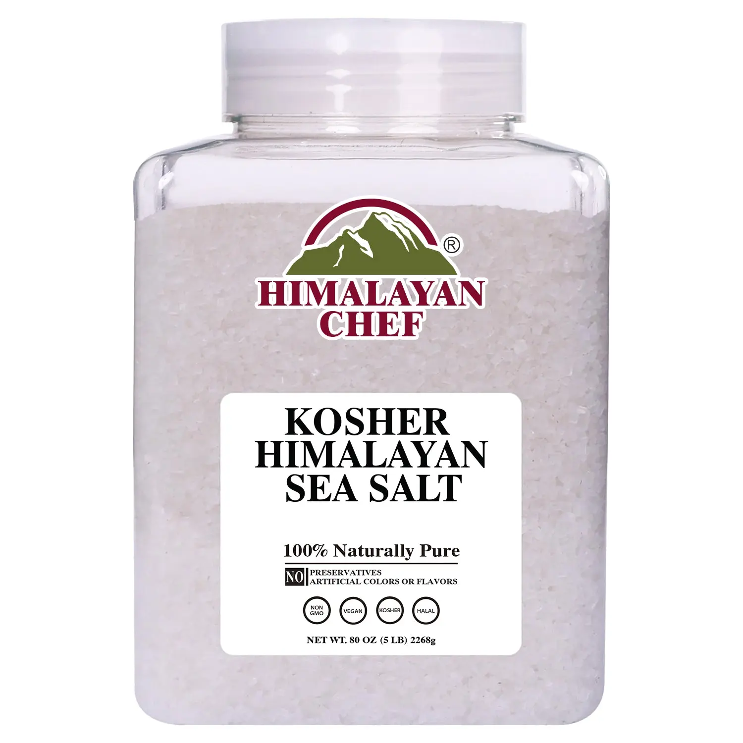 Himalayan Chef Kosher Sea Salt - 5 lbs Plastic Jar