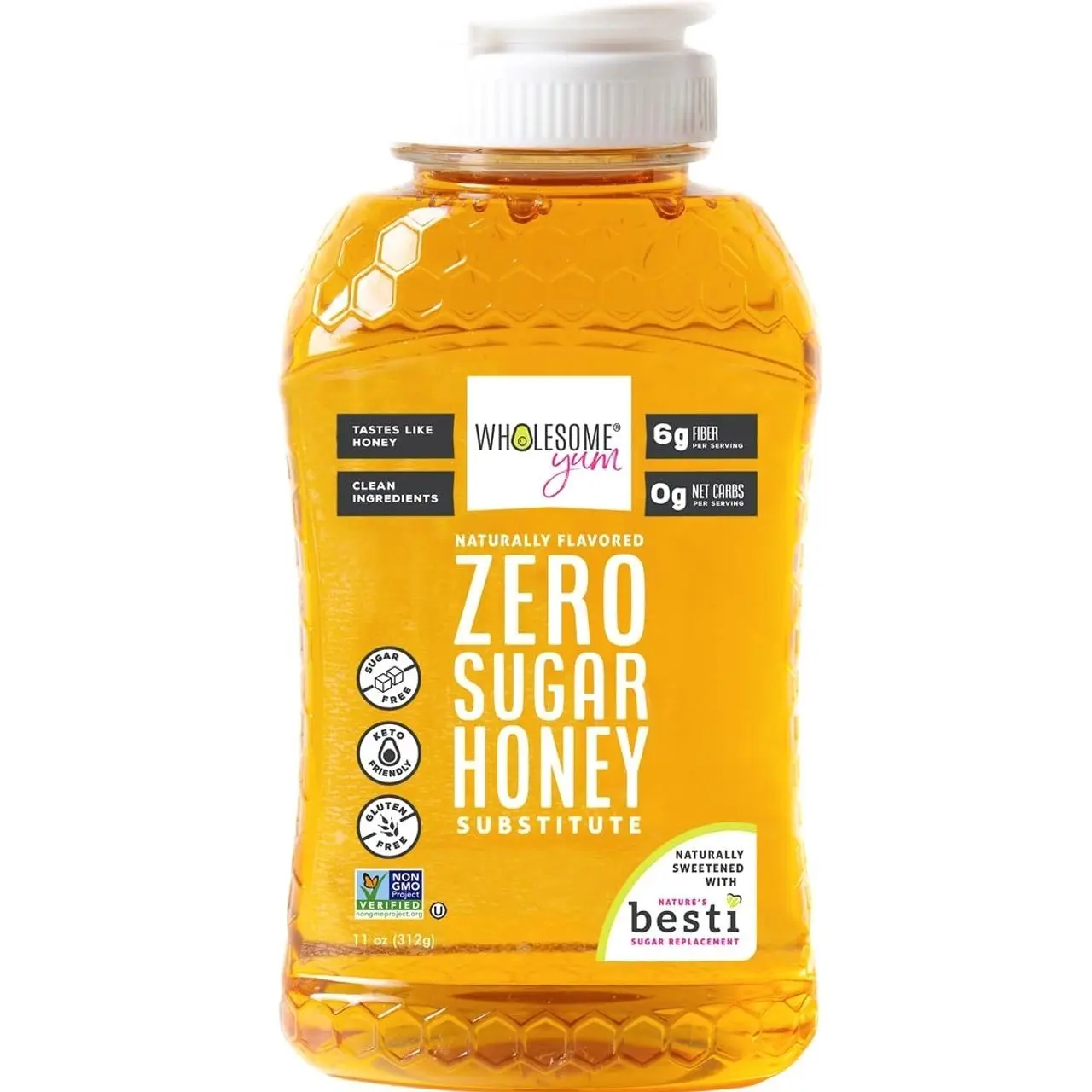 Wholesome Yum Zero Sugar Honey Substitute (Keto) - Natural Sugar Free Honey Alternative With Monk Fruit & Allulose - Zero Net Carbs, Non GMO, Gluten Free, No Aftertaste (11 oz)undefined