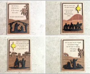 3D Laser Cut Nativity Wooden Unique Christmas Cards, Handmade Family Christmas Holiday Cards, Christmas Greeting Cards,