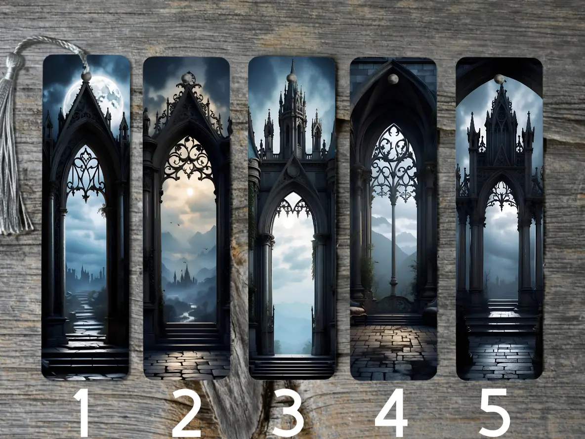 Gothic Themed Metal Bookmarks - Glossy Finish, Single-Sided Sea Entry Art Print, Tassels, Rectangular, 6in Height, 2in Width, Thoughtful Gift for Literature Enthusiasts