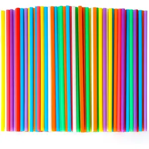 Colorful Disposable Plastic Drinking Straws, 0.23 in Diameter and 8.26 in Long, 8 Colors