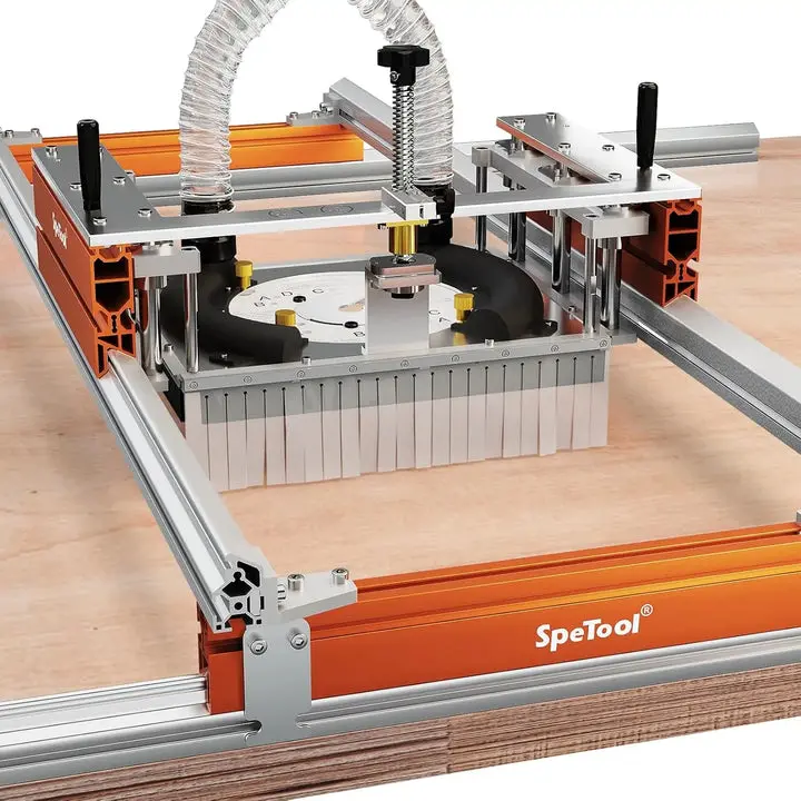 SpeTool Xpert Slab Flattening Mill with Advanced Dust Collection System for Flattening live edge slabs, Continuous Height Adjustment, Extendable, Large 38"x38.2" Capacity 3-Axis Aluminum