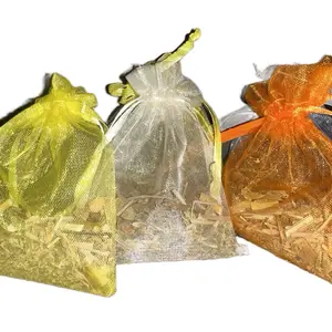 Herbal blended Mojo Bags Spiritual Practice for cleansing Protection and attracting abundance - Yellow, Clear, Orange Organza Bags for Ritual Use