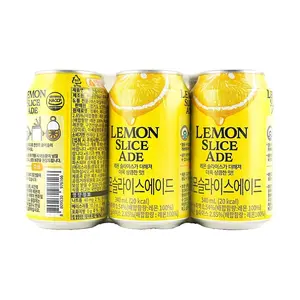 JAYONE Korean Real Lemon Slices Soda Drink 6x340ml Cans - Fresh Lemon Slices, GS25 Convenience Store