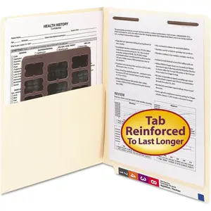 End Tab Pocket Folder with Fastener Straight-Cut Tab 1 Pocket Letter Size Manila 50 Count