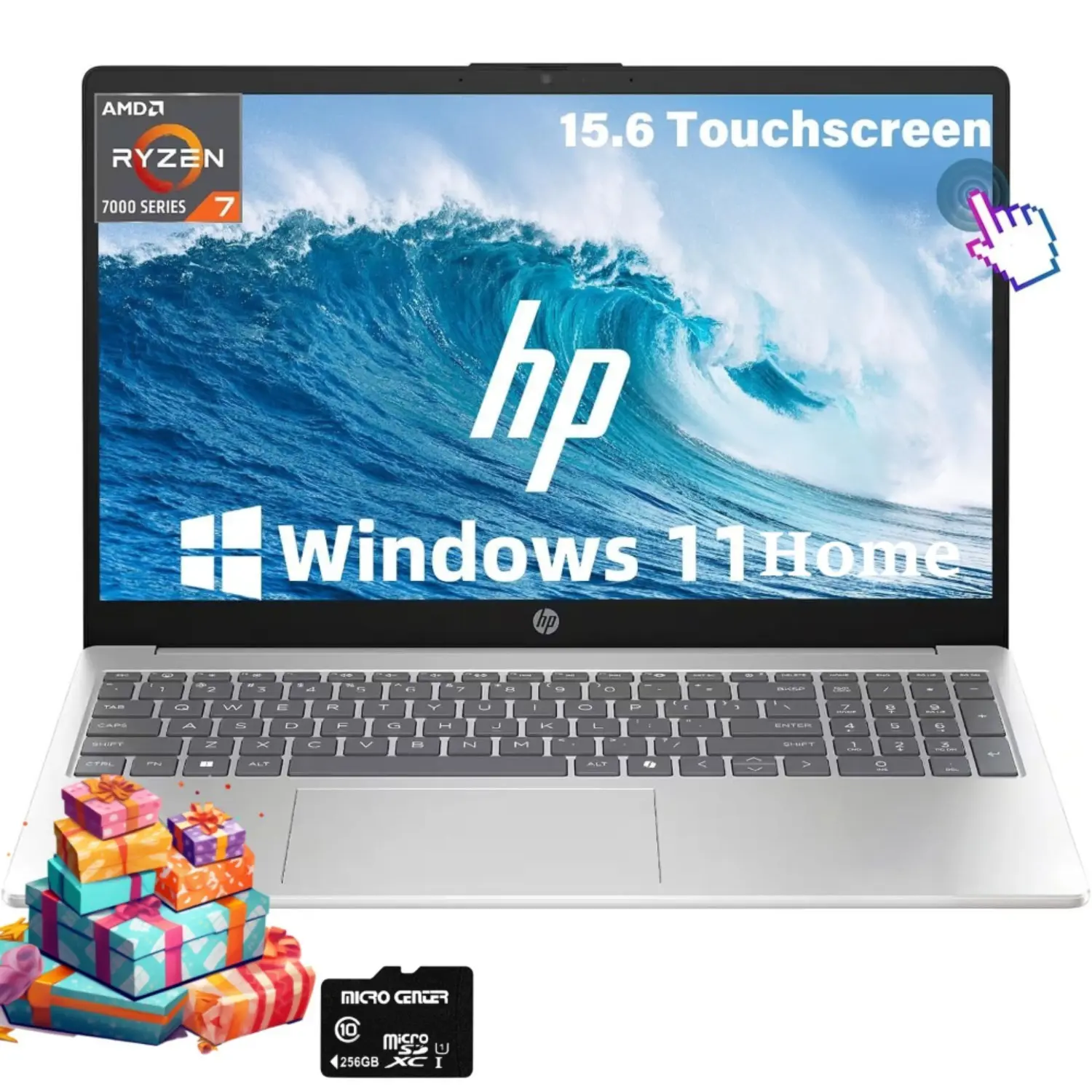 HP 15.6" FHD Touchscreen Laptop, up to 32GB RAM, 1TB SSD, AMD Ryzen 7 7730U, Copilot AI Key, WiFi 6, Fast Charge, Windows 11 Home, Portable Laptop for Business & Study,Bundle Accessories