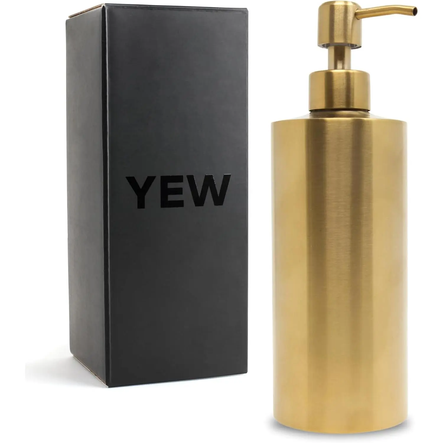 15oz Gold Brass & Stainless Steel Hand Soap Dispenser - Rustproof Pump, Refillable, Thick Soap Ready, Premium Modern Design, Multiliquid Use for Bathroom & Kitchen Countertop