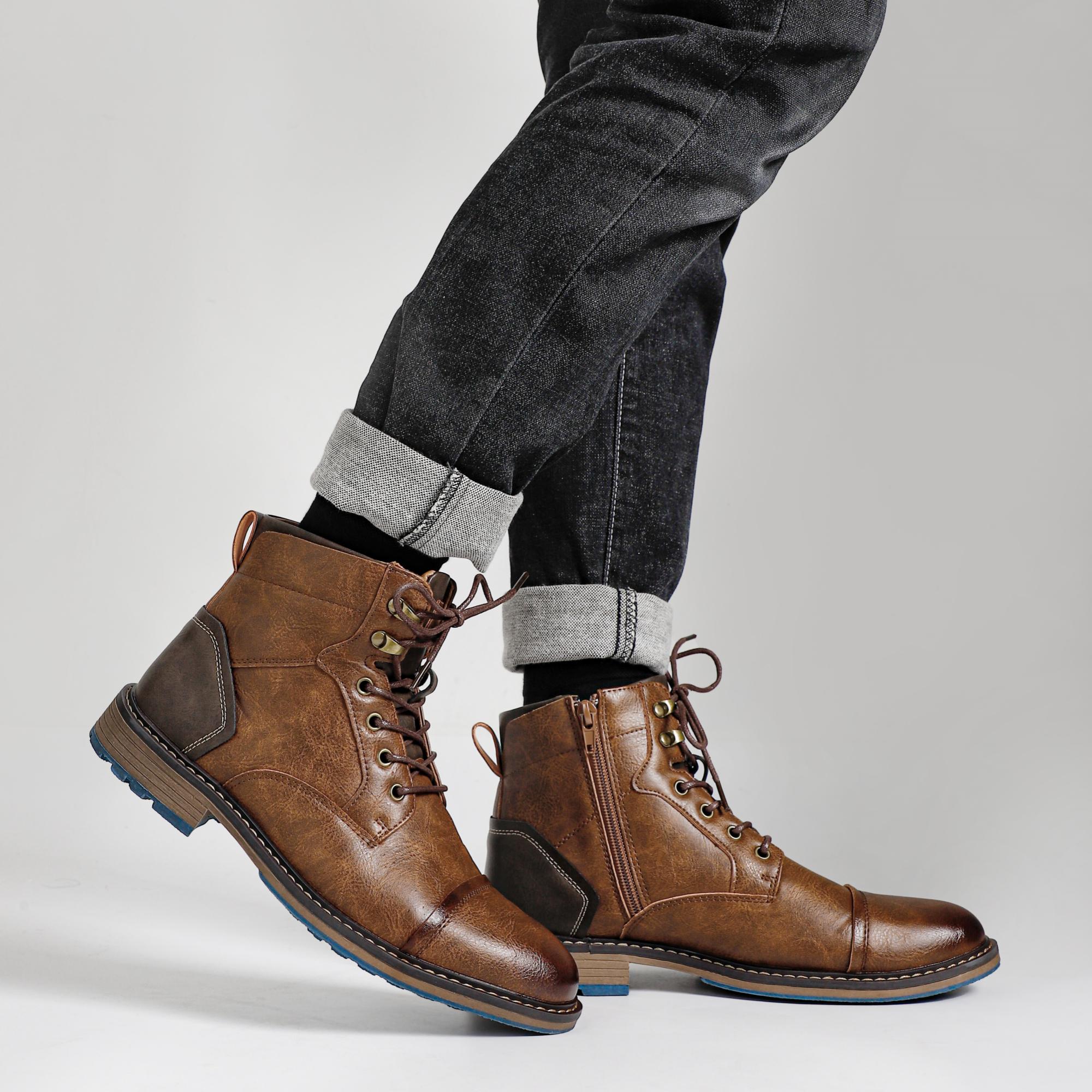 Classical Men Boots 2025 Fashion Comfortable Spring Leather Boots with Zipper