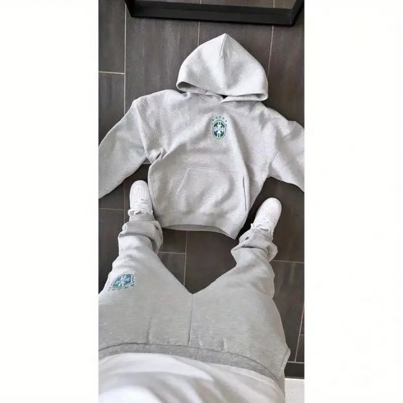 His & Hers Matching Couple Two-Piece Streetwear Hoodie Set Fleece Lined Autumn Winter Trendy Pockets Adjustable Hood Machine Washable Sizes XS-4XL