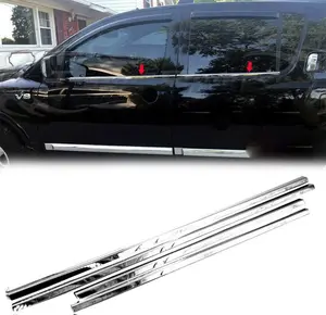 Sizver Polished Stainless Steel Window Sills Moldings Cover Overlay Compatible with 2004-2015 Nissan Armada