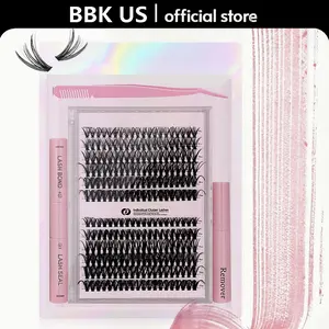 Lash Clusters Kit 30D/40D Natural Individual Lashes Wispy Eyelash Extensions DIY Lash Extension Kit Lash Bond and Seal Waterproof, Lash Applicator, Thick False Eyelashes Kit Makeup Salon Flawless Gentle Lightweight Cosmetic