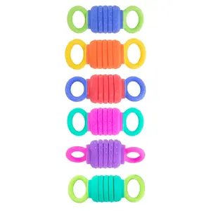 Krumples Fidget Pullys - 6 PACK - Finger Size Fidget Fun for Ages 1+ Made from Food Grade Silicone - Sensory Play Toy for Stress Relief & Focus Enhancement