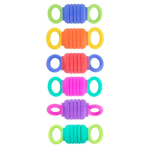 Krumples Fidget Pullys - 6 PACK - Finger Size Fidget Made from Food Grade Silicone - Sensory Play Toy for Stress Relief & Focus Enhancement
