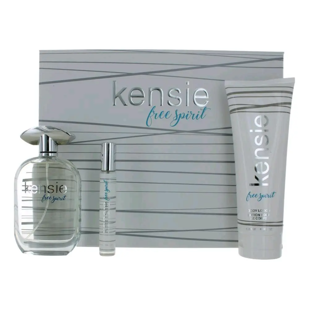 Kensie Free Spirit 3 Piece Gift Set for Women, Dreamy Floral Musk & Long-Lasting EDP Spray, Perfume for Romantic Daily Wear, Romantic Vibe, Box-Packed Women's Fragrance