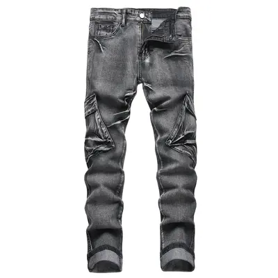 Gingtto Mens Grey Ripped Jeans Slim Fit Gingtto Mens Ripped Jeans