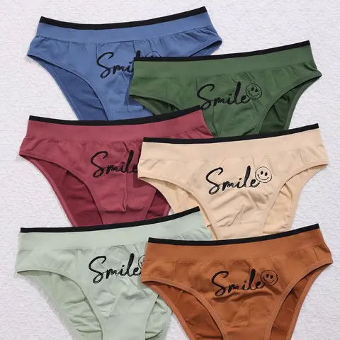 Women's Seamless Letter Comfort Triangle Panties, Soft Stylish Brief, 6-Pack, Soft and Breathable, Perfect for Daily Wear, Ladies Underwear Set, Seamless Garments, Seamless Triangle Panty