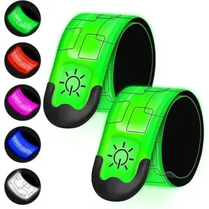 2PCS LED Armband for Running Walking at Night, High Visibility Reflective Running Gear Rechargeable LED Armband Light Up Arm Bands for Men Women Kids Night Cycling Walking Joggers Running Safety Gear