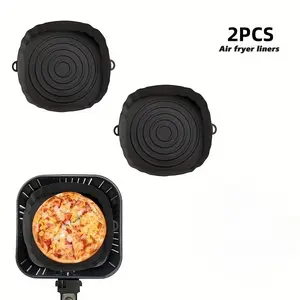 2pcs Air Fryer Silicone Pot, Reusable Silicone Air Fryer Liners, Air Fryer Accessories, Kitchen Accessories Replacement for Disposable Parchment Paper Liner