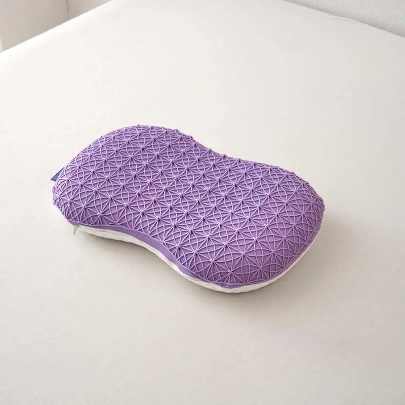 2-in-1 TPE Grid Memory Foam Neck Pillow, Ergonomic Support Pillow with Cool-Feel Honeycomb Layer, Soft Comfort Pillow for Sleeping, Resting and Travel