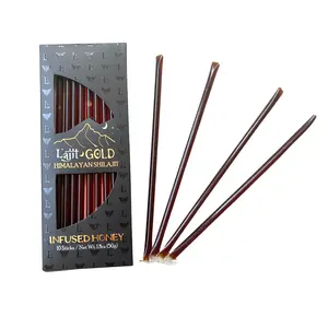 Lajit Gold Shilajit Infused Honey Sticks (10 pack) - Gold Grade Organic Shilajit - Raw Organic Honey - Lab Tested for Purity and Safety