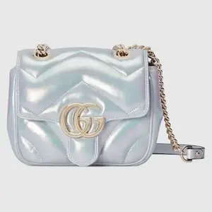 Pre-owned GUCCI canvas Shoulder Bags GG marmont white with gold chain Z 235