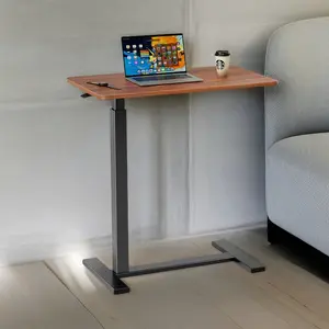 Overbed Table with Swivel Hidden Wheels Adjustable Height, Pneumatic Mobile Standing Desk Laptop Bedside Table Multi-Purpose for Home and Hospital Use Medical Adjustable Overbed Bedside Table with Hidden Casters, Pneumatic Mobile Laptop Computer Standing