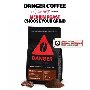 Danger Coffee by Dave Asprey – Medium Roast – Select: Ground or Whole Bean | Mold-Free, Lab-Tested, Remineralized with 50+ Trace Minerals, Specialty Grade Arabica, Farm-Direct, 10.9 oz (310g)