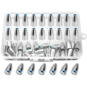 50pcs Fishing Sinkers Weights Built-in Plastic Core Texas Rig Carolina Punching For Bass 1/8oz To 3/8oz