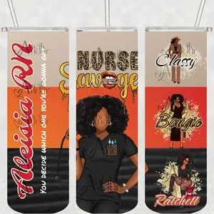 Ameik Amour’s ‘Nurse Savage’ Customized Tumbler Nurse Gift Nurse Appreciation Nurses Week Personalized Drinking Cup Stainless Steel Tumbler Drinkware Flasks Beverage Reusable Stylish Silicone