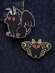 [Halloween Pin] Cute Mothman Cryptod Kitty Enamel Brooch - Durable Metal Pins Fashion Adorable Backpack Accessory, Ideal choice for Gifts, Jewellery