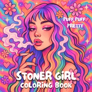 Puff Puff Pretty: Stoner Girl Coloring Book for Adults, Featuring 40 Cute and Y2K Inspired Designs for Relaxation and Stress Relief Paperback