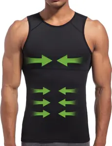 4D Mens Compression Shirt, Slimming Body Shaper Vest, Gynecomastia Undershirt, Tummy Control Back Support Tank TopGift.