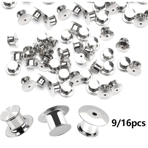 9/16pcs Metal Locking Pin Backs, Durable, Secure for Jewelry Making, Sturdy Clasp Needle Back for Crafts & Brooches, Essential Pins for Enamel Crafts, Crafting, Crafty Creations, Accessories